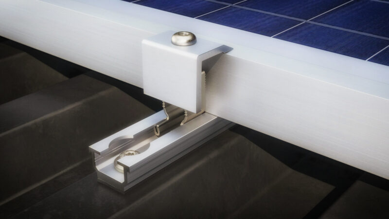 Produktvisualisierung Metasole Trapezblech Artikelrendering - Rendering of Solar mounting systems